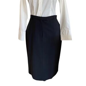 Lauren Ralph Lauren Black Wool Tailored Pencil Midi Skirt size 10 NWOT
